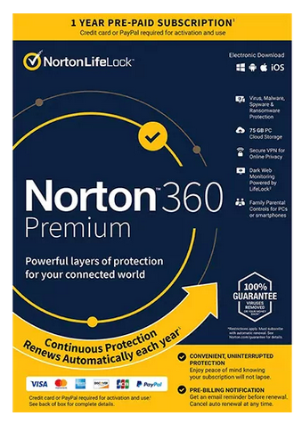 Norton 360 Premium 1year 10PCs 50GB Cloud Storage EU key